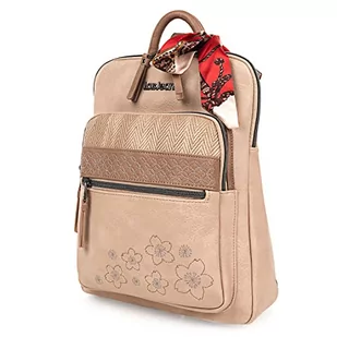 Lois - Plecak Damski Plecaki Damskie Casual Moda Marka Torba Plecak Kobieta Casual Zamknięcie Zamek błyskawiczny i regulowane paski Torba na iPad 310723, Beżowy - Torebki damskie - miniaturka - grafika 1
