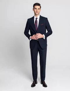 spodnie do zestawu corato granatowy classic fit - Spodnie męskie - miniaturka - grafika 1