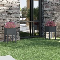 Donice - vidaXL Donice ogrodowe, 2 szt., szare, 40x40x70 cm, drewno sosnowe - miniaturka - grafika 1