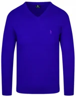 Swetry męskie - SWETER MĘSKI V SEREK - WEŁNA - KNK - CHABROWY - M - miniaturka - grafika 1