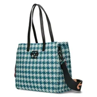 Torebki damskie - Torebka Damska EGO Materiałowa Listonoszka w Pepitkę Na Ramię Dwukolorowa - miniaturka - grafika 1