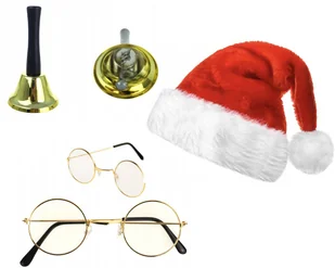 STRÓJ MIKOŁAJA CZAPKA PLUSZOWA OKULARY DZWONEK DO STROJU ŚWIĘTEGO - Stroje karnawałowe STRÓJ MIKOŁAJA CZAPKA PLUSZOWA OKULARY DZWONEK DO STROJU ŚWIĘTEGO - Stroje karnawałowe - miniaturka - grafika 1