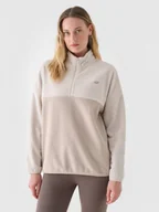 Koszulki sportowe damskie - Damski polar nierozpinany bez kaptura 4F 4FWAW24TFLEF242 - beżowy - miniaturka - grafika 1