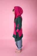 Bluzy damskie - Płaszcz asymetryczny damski z kapturem, bluza długa bawełniana - Pakamera - miniaturka - grafika 1