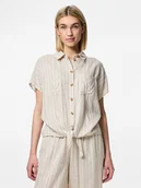 Bluzki damskie - Pieces Bluzka "Pia" w kolorze beżowym - miniaturka - grafika 1