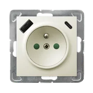 Gniazdka elektryczne - Ospel gniazdo pojedyncze z ładowarką USB A+C IMPRESJA - ecru - miniaturka - grafika 1