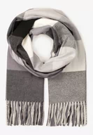 Apaszki i szaliki damskie - Szary Szalik w Kratę z Bawełny i Wiskozy Loriena - miniaturka - grafika 1