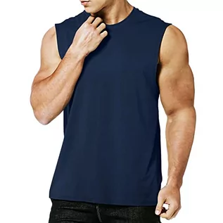 Koszulki sportowe męskie - MEETYOO Męska koszulka bez rękawów, szybkoschnąca koszulka bez rękawów, do biegania, na siłownię, do uprawiania sportu i fitnessu, NIEBIESKI, S - grafika 1