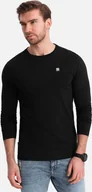 Koszulki męskie - Ombre Longsleeve męski z elastanem sygnowany z okrągłym dekoltem - czarny V3 OM-LSCL-0102 M - miniaturka - grafika 1