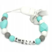 Akcesoria do smoczków - Silikonowa zawieszka do smoczka z imieniem AMELIA - miniaturka - grafika 1