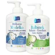 Kosmetyki kąpielowe dla dzieci - Zestaw Skarb Matki delikatne mydełko w płynie dla niemowląt i dzieci od 1 dnia życia 275 ml + Balbinek balsam-emolient dla niemowląt i dzieci od 1 dnia życia 275 ml - miniaturka - grafika 1