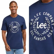 Koszulki męskie - Lee Logo Tee Navy Granatowy T-Shirt Bawełniana Koszulka Z Logo Regular M - miniaturka - grafika 1