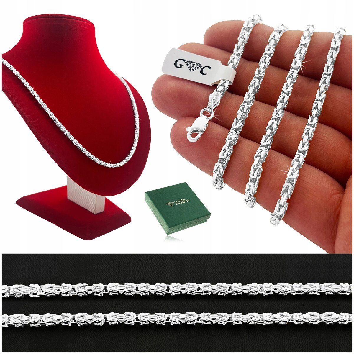 SREBRNY ŁAŃCUSZEK MĘSKI SPLOT KRÓLEWSKI SREBRO PRÓBA 925 55cm/2,8mm+Y