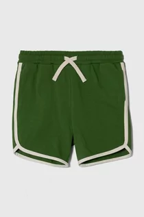 Spodnie i spodenki dla chłopców - United Colors of Benetton szorty bawełniane dziecięce kolor zielony regulowana talia - grafika 1