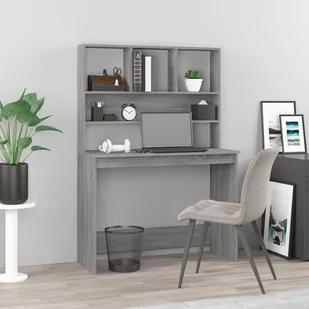 vidaXL Biurko z półkami, szary dąb sonoma, 102x45x148 cm - Biurka - miniaturka - grafika 1