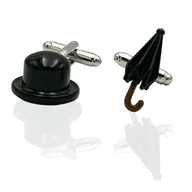 Spinki do mankietów i krawatów - Spinki do mankietów tematyczne kapelusz i parasolka EM 15 - EM Men's Accessories - miniaturka - grafika 1