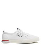 Buty dla chłopców - Pepe Jeans Tenisówki Brady Basic G PGS30561 Biały - miniaturka - grafika 1