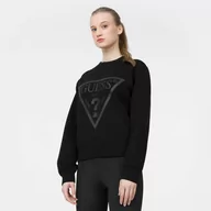 Bluzy sportowe damskie - Damska bluza dresowa nierozpinana GUESS NEW ELLY CN SWEATSHIRT - czarny - miniaturka - grafika 1