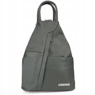 Torebki damskie - Szary Beltimore Plecak Damski Skórzany Trójkąt Pojemny Q60 : Kolory - Szary - miniaturka - grafika 1