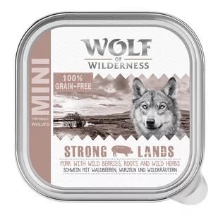 Wolf of Wilderness Adult, tacki 6 x 150 g  - Strong Lands, wieprzowina - Mokra karma dla psów - miniaturka - grafika 1