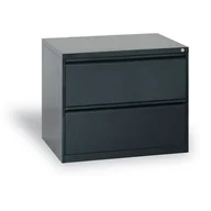 Szafy biurowe - KOVONA Dwurzędowa szafa kartotekowe A4, 2 szuflady, kolor antracyt G23220.2.V6.2.2 - miniaturka - grafika 1