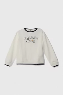 Bluzy dla dziewczynek - Pepe Jeans bluza bawełniana dziecięca kolor biały z nadrukiem - grafika 1