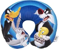 Moda i Uroda OUTLET - Poduszka szyi samochodu podróży miękkie Looney Tunes dziecko dziewczynka Bugs Bunny Daffy Duck Silvestro Titti confort kreskówki niebieski - miniaturka - grafika 1