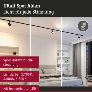 Paulmann URail Aldan LED spotlight, czarny mat, metal, CCT - Akcesoria do oświetlenia - miniaturka - grafika 3