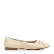 Półbuty męskie - Plecione baleriny z kokardą beżowe - miniaturka - grafika 1