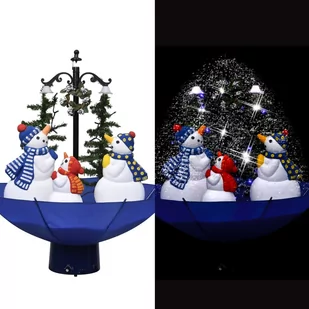 vidaXL Choinka sypiąca śniegiem, niebieska podstawa parasolowa, 75 cm - Choinki - miniaturka - grafika 1