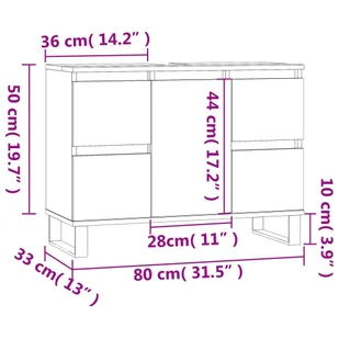 Szafka łazienkowa, szarość betonu, 80x33x60 cm Lumarko! - Toaletki - miniaturka - grafika 12