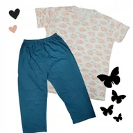 Piżamy damskie - PIŻAMA DAMSKA 7XL PLUS SIZE bawełna kwiaty rybaczki duży rozmiar komplet - miniaturka - grafika 1