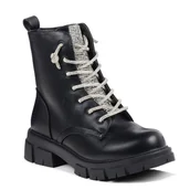 Buty dla dziewczynek - Buty zimowe dziecięce dziewczęce ocieplane botki czarne Wojtyłko 25065-30 - miniaturka - grafika 1