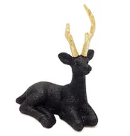 Ozdoby bożonarodzeniowe - Renifer  Czarny Ze Złotym Porożem Brokatowy Dekoracja Na Stół Jelonek - miniaturka - grafika 1