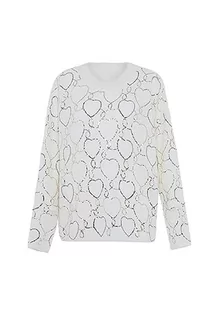 Swetry damskie - faina Damski Fashion Love cekinowy kardigan z dzianiny WOLLBIAŁY rozmiar XL/XXL, biały (wollweiss), XL - grafika 1