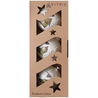 Bombki - Bombka szklana dekorowana domek 8 cm 3 sztuki biały - miniaturka - grafika 1