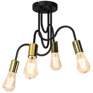 Lampy sufitowe - Luminex Dow 7994 plafon lampa sufitowa 4x60W E27 czarny/złoty - miniaturka - grafika 1