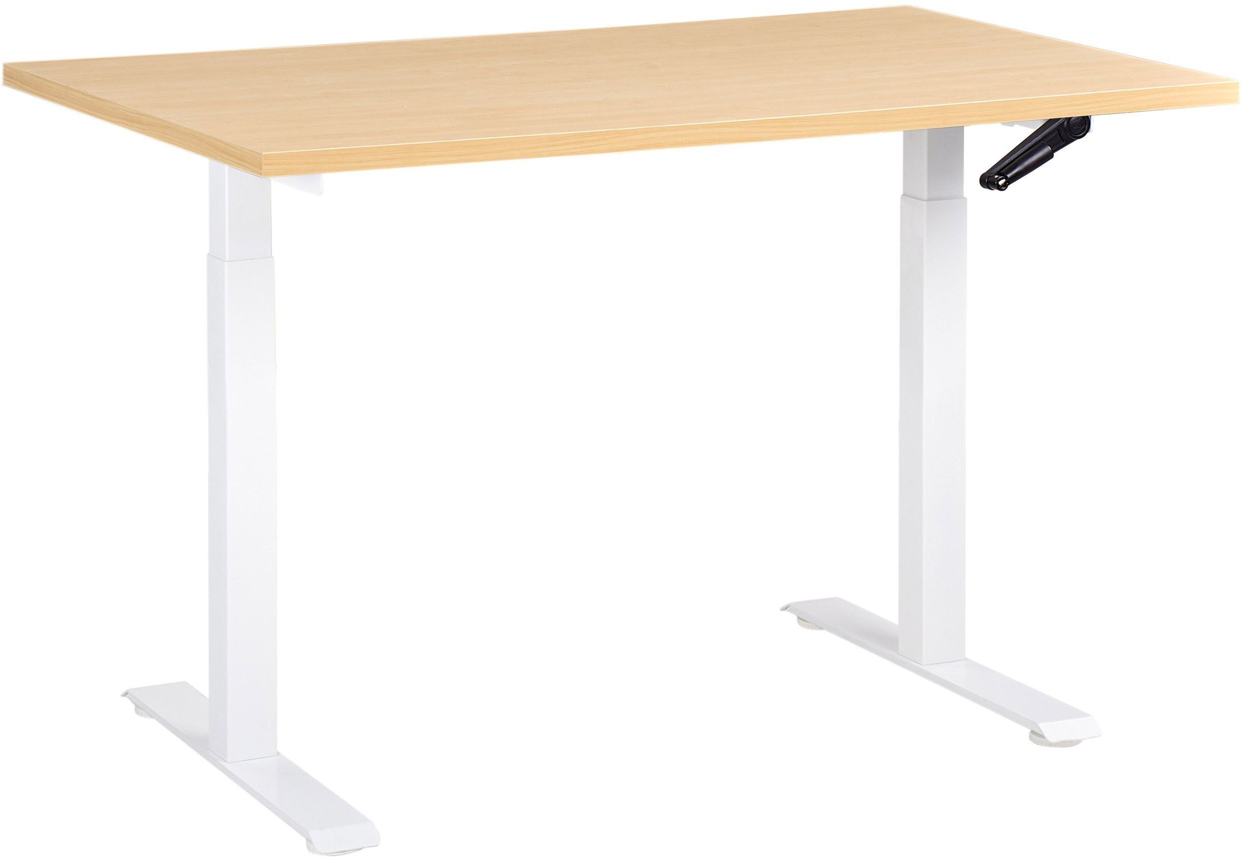 Beliani Biurko regulowane manualnie DESTINES Jasny brąz/ biały 120 cm 60 cm