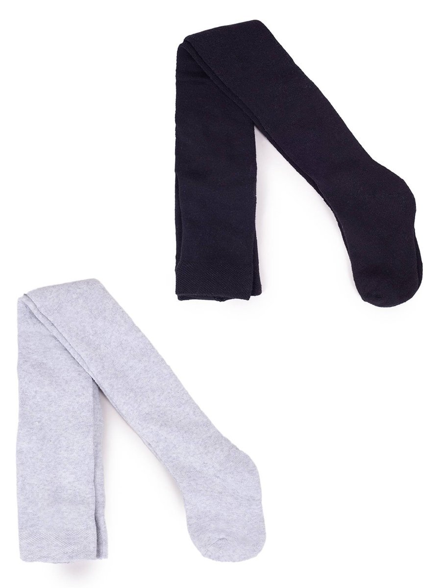 Rajstopy Dziecięce Bawełniane Frotte Szaro-Czarne 2Pak 140-146 Yoclub