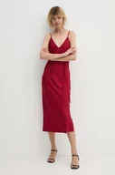 Sukienki - Calvin Klein sukienka kolor bordowy midi prosta K20K207566 - miniaturka - grafika 1