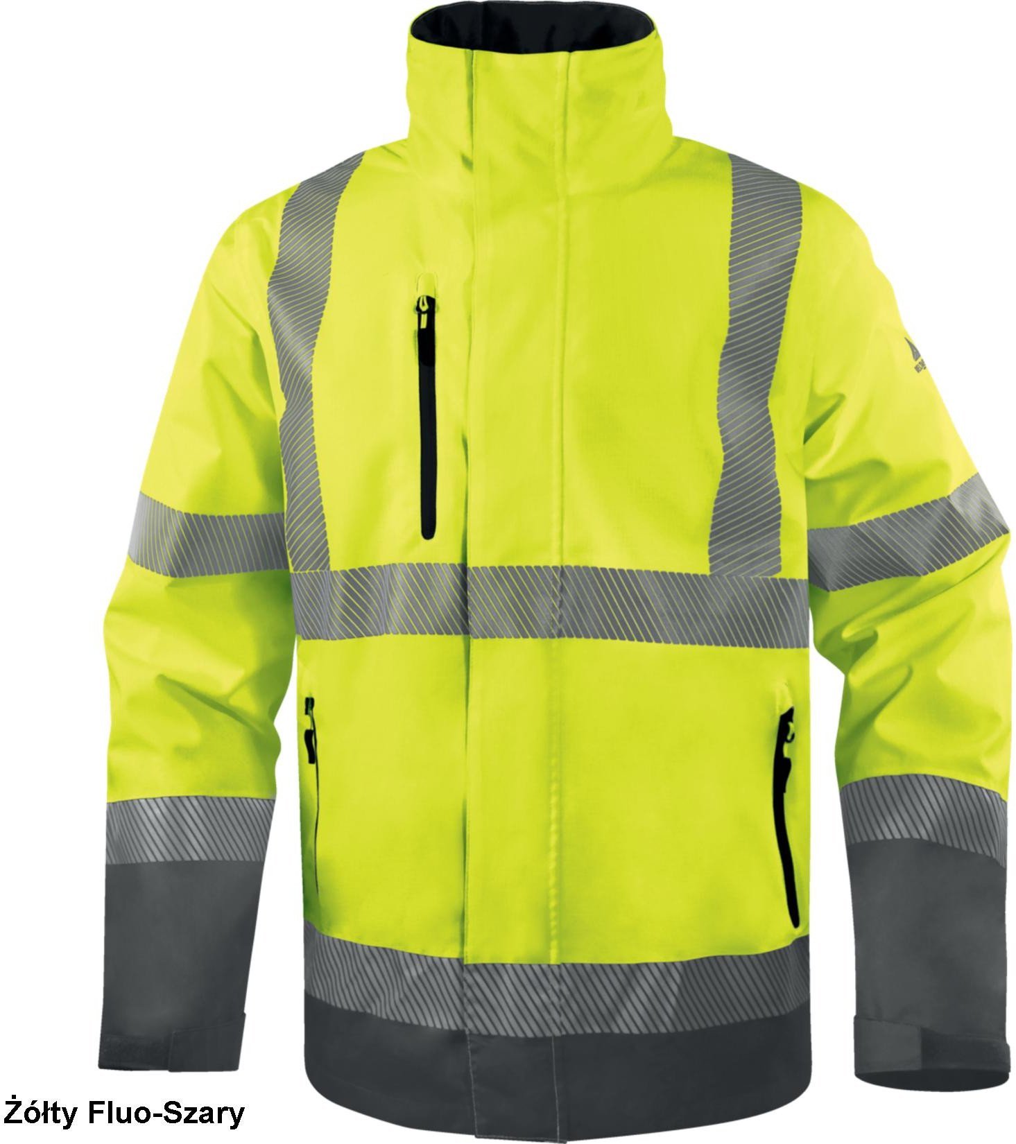 TRACK - kurtka ostrzegawcza ocieplana z poliestru powlekanego PU 4 kieszenie. tkanina pikowana, poliester ripstop - żółty fluo-szary 4XL
