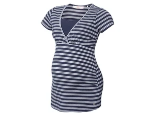 bellybutton T-shirt/ top ciążowy i do karmienia damski, z bawełny (44, Paski granatowy/ biały) - Bluzki ciążowe - miniaturka - grafika 1