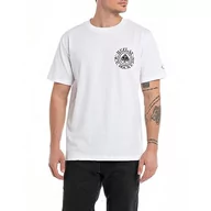 Koszulki męskie - Replay T-shirt męski, 001 White, XS - miniaturka - grafika 1