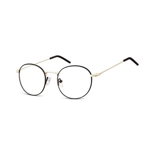 Lenonki okrągłe Okulary oprawki optyczne 938F czarne + złote - Okulary korekcyjne, oprawki, szkła - miniaturka - grafika 1