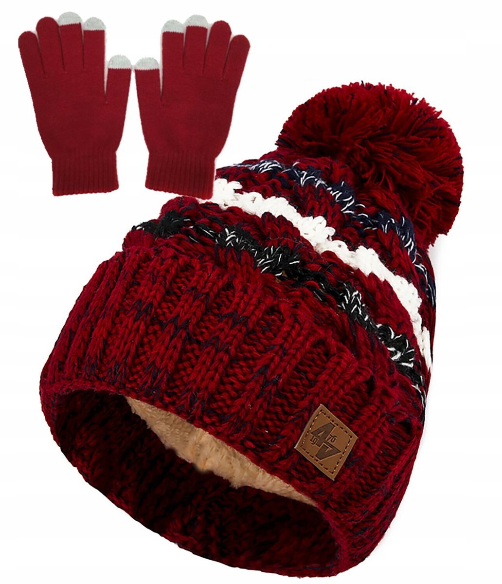 Ciepły Zestaw Zimowy Czapka + Rękawiczki