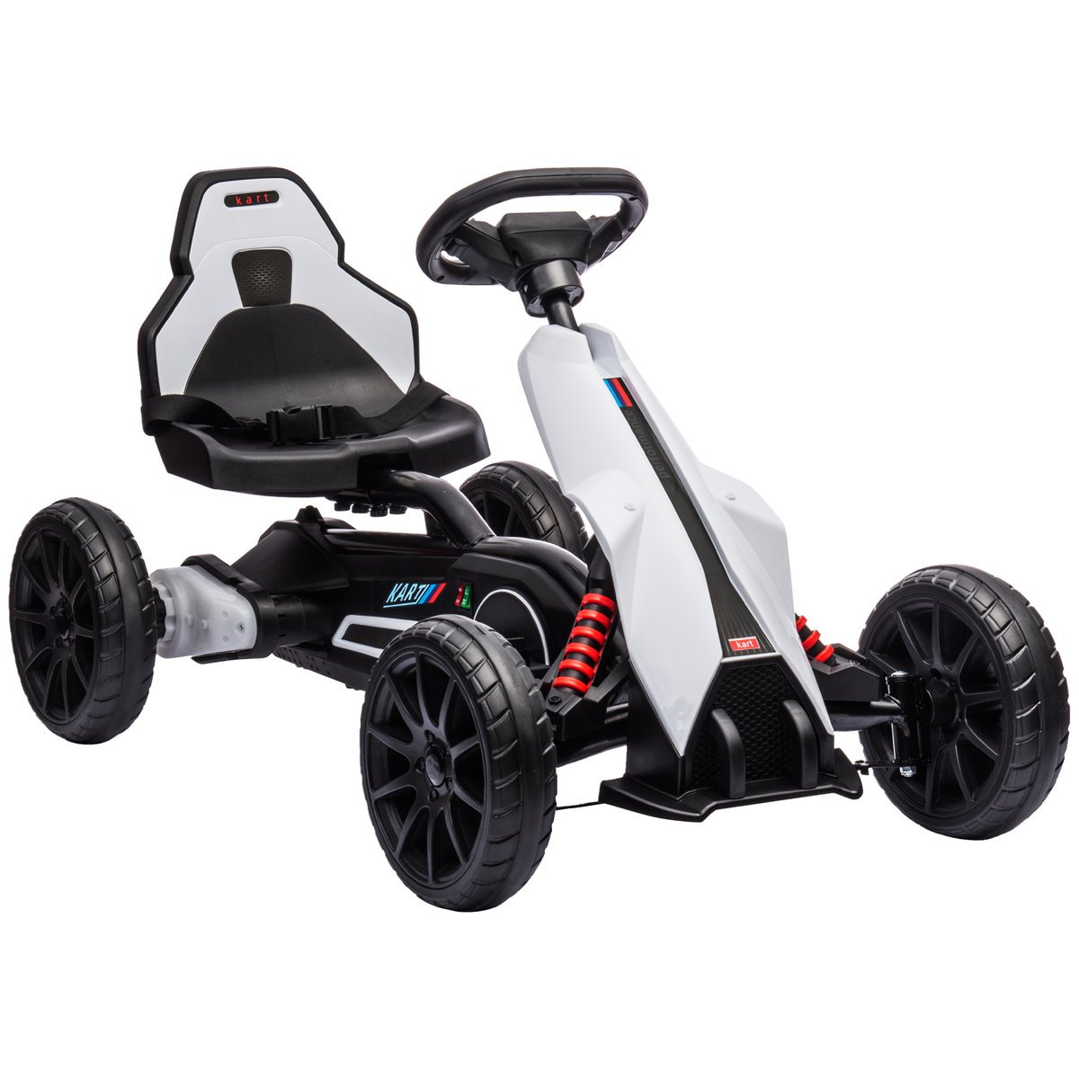 HOMCOM Elektryczny gokart dla dzieci 12 V, 3-5 km/h, z 2-kierunkową regulacją trybu, pasem bezpieczeństwa, kierownicą, pojazdem dla dzieci w wieku 3..