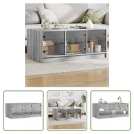 Ławy i stoliki kawowe - The Living Store Stolik kawowy ze szklanymi drzwiami szary Sonoma 102x50x42 cm - miniaturka - grafika 1