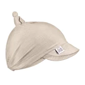 Czapki dla dzieci - Chustka muślinowa z daszkiem wiązana - beż - miniaturka - grafika 1