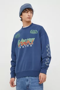 G-Star Raw bluza bawełniana męska kolor niebieski z nadrukiem - Bluzy męskie - miniaturka - grafika 1