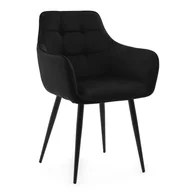 Krzesła - Krzesło tapicerowane welurowe GALLO velvet aksamit czarny - miniaturka - grafika 1
